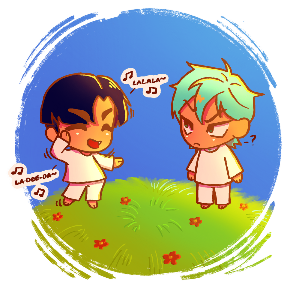 Chibi art of young Till and Ivan (Alien Stage).