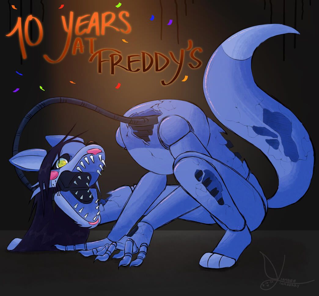 Redraw of my childhood animatronic sona for FNaF's 10th anniversary!